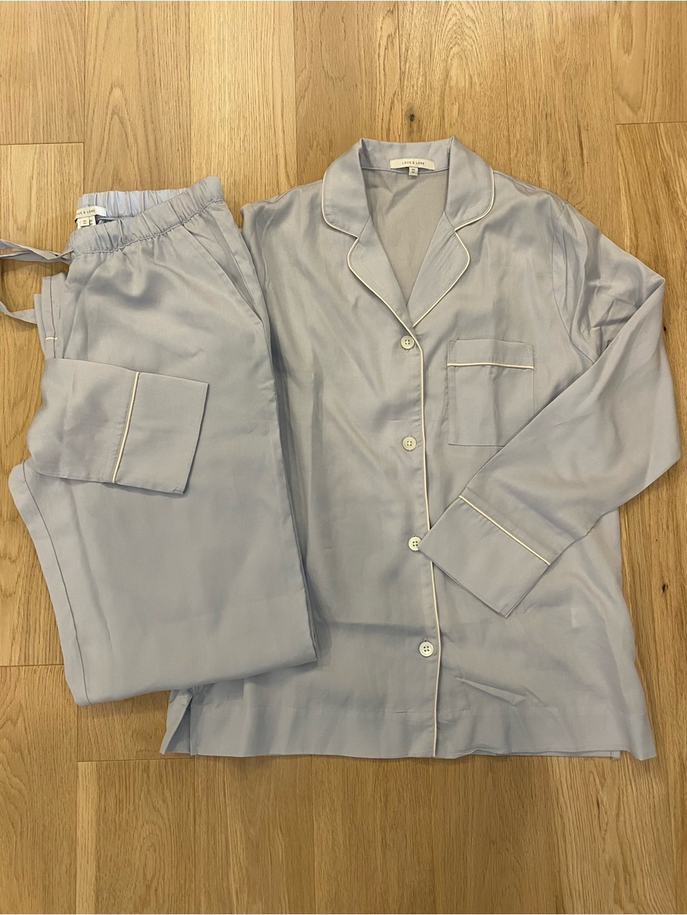 Love & Lore Light Blue Pajama Set withLong Sleeves And Pants